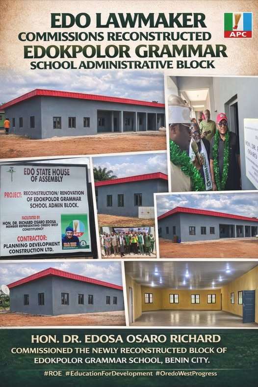 Edo Lawmaker Commissions Reconstructed Edokpolor Grammar School, Benin City Administrative Block