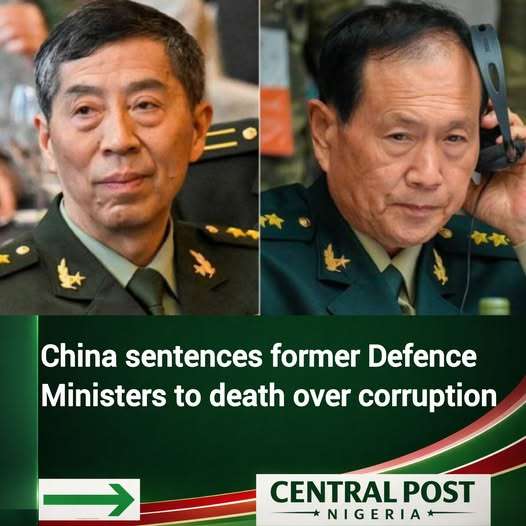 China sentences former Defence Ministers to death over corruption
