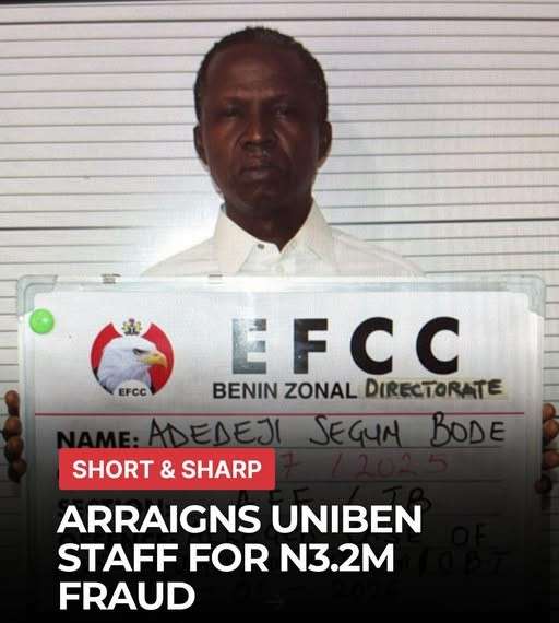 UNIBEN Staff lands in EFCC net Over Alleged N3.2m Salary Fraud