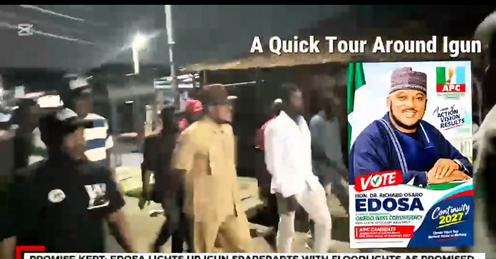 Darkness Ends at Igun Spare Parts Market as Dr. Edosa Rolls Out Security Floodlights